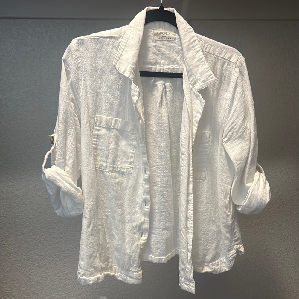 Chico's White Button-Up Shirt